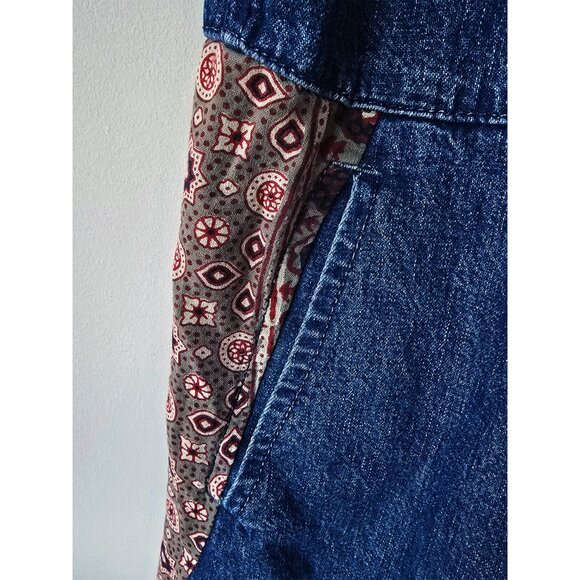 Free People x Doctor Collectors Denim Patchwork Dungarees Overalls Large 30 L - Picture 7 of 8
